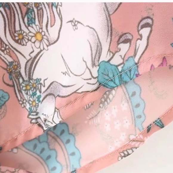 Pink Bohemian Kimono With Horse & Floral Pattern - Picture 7 of 8